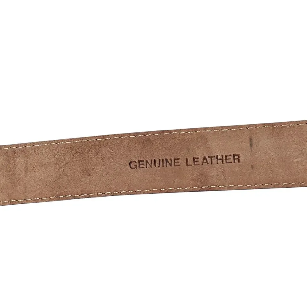 ENRO Brown Leather Belt with Woven Design Size 44